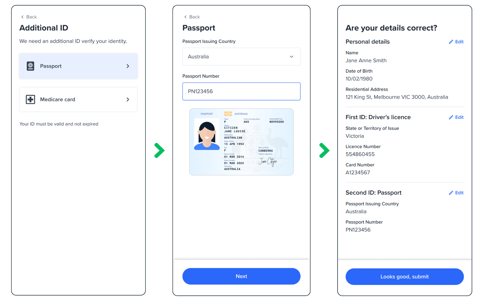 Additional ID form screenshot